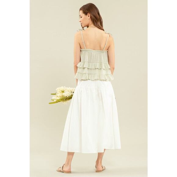 NWT Anthropologie Blu Pepper Light Sage Ruffle Tiered Top Size Large - Picture 4 of 11